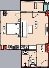 1-bedroom apartment, 50.9 m², 11 floor in "Piazza Residence"