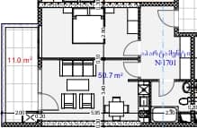 1-комнатная квартира, 57.1 м², 18 этаж в ЖК "Aquapark Residence"