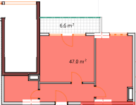 1-bedroom apartment, 53.6 m², 10 floor in "Modern Residence"