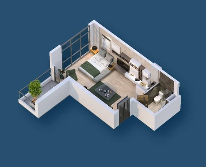 studio, 36.7 m², 7 floor, Sea Zone in Batumi