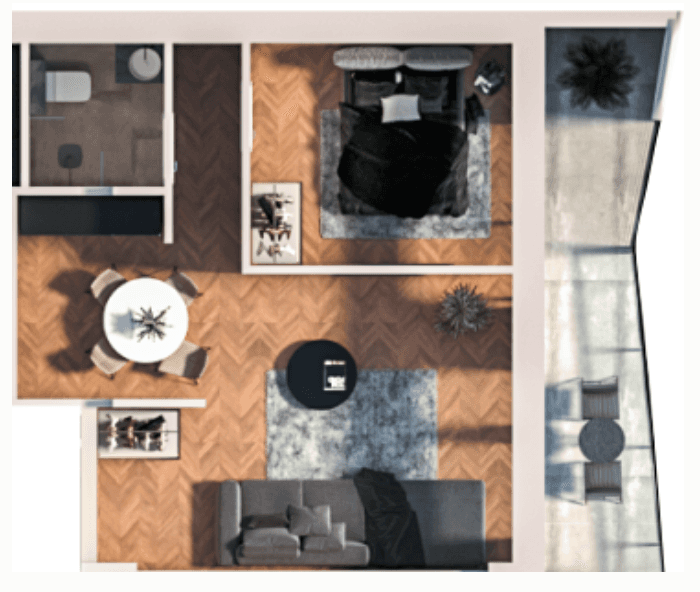 1-bedroom apartment, 52.66 m², 13 floor in "Boulevard Point"