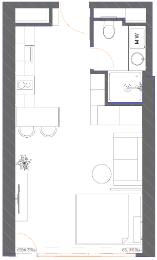 studio, 39.69 m², 32 floor, 7th Heaven Residence in Batumi