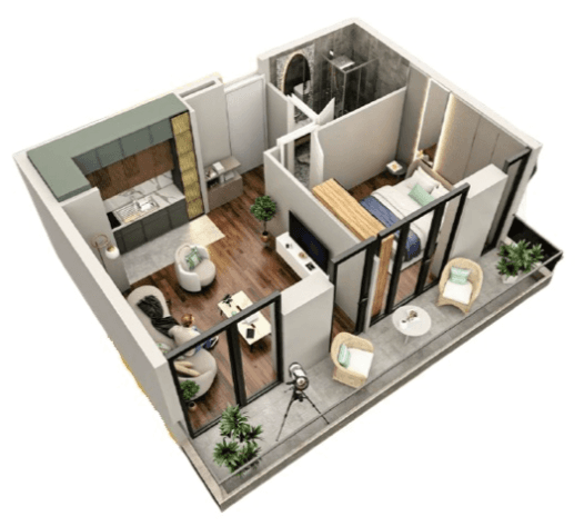 1-bedroom apartment, 47.5 m², 4 floor in "Tekto Rakurs"