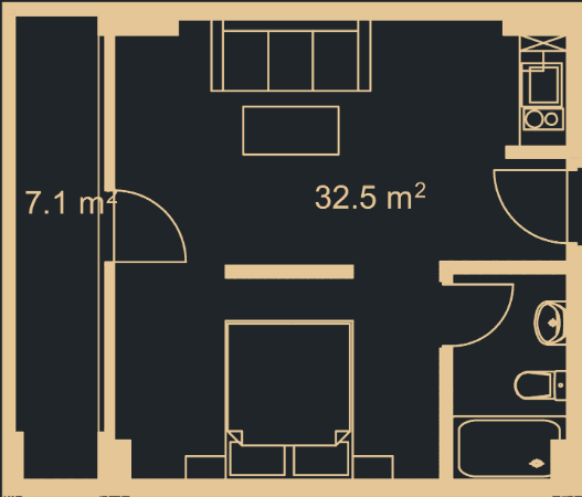 1-комнатная квартира, 36.9 м², 12 этаж в ЖК "Green Side Gonio"