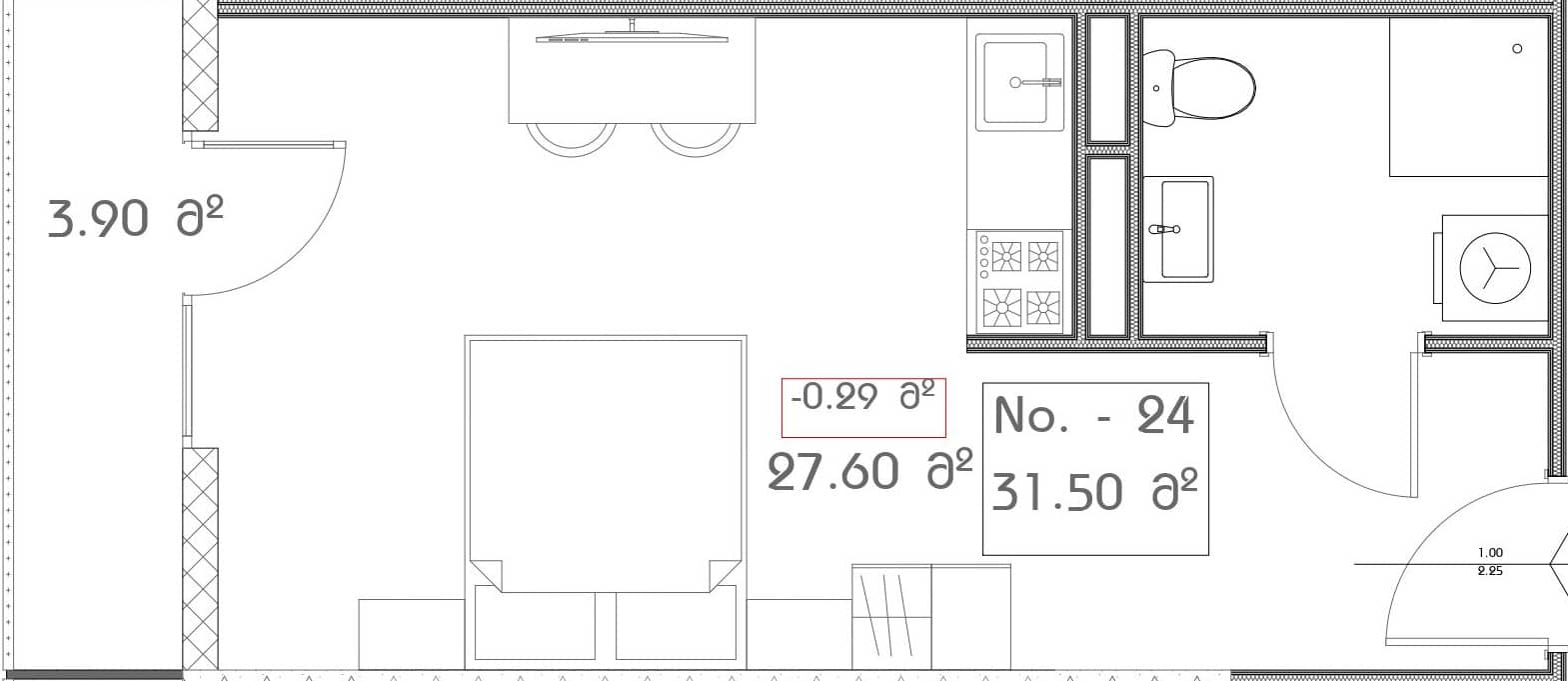 studio, 31.5 m², 16 floor, Mardi Aquapark Wellness Resort in Batumi