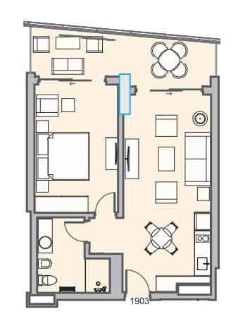 2-комнатная квартира, 65.8 м², этаж 19 в ЖК "Dreamland Oasis"