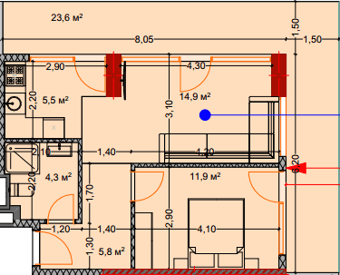 2-bedroom apartment, 67.5 m², 2 floor in "Lagoon Resort"