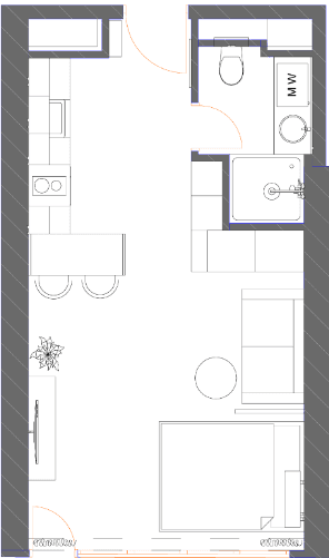 studio, 34.93 m², 31 floor, 7th Heaven Residence in Batumi