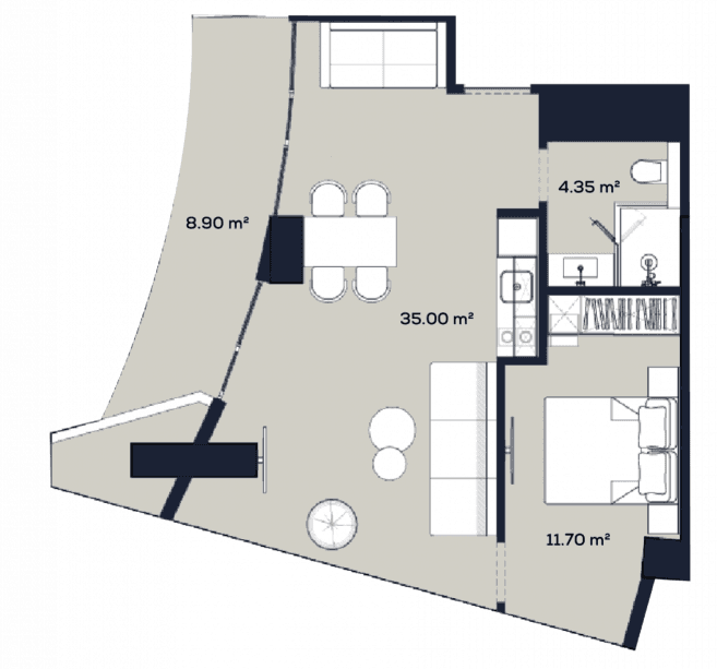 1-bedroom apartment, 59.95 m², 52 floor, Alliance Centropolis in Batumi