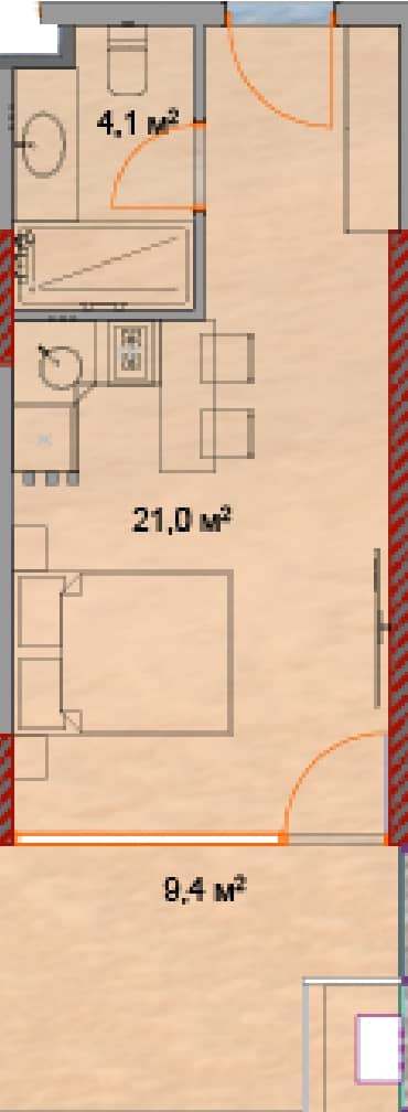 studio, 35.2 m², 14 floor in "Horizon Grand Residence"