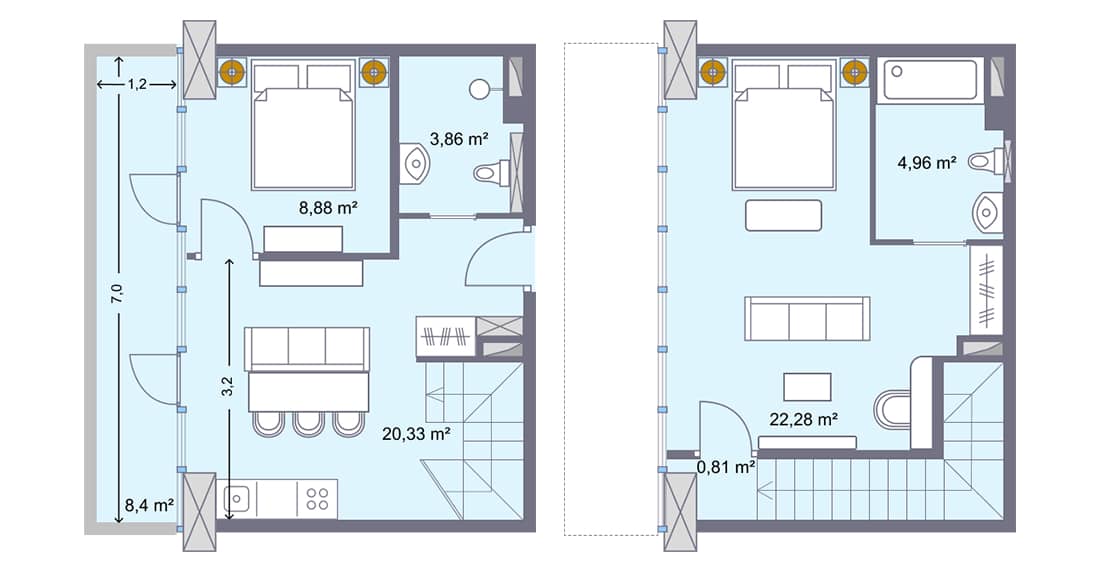 apartment, 70.3 m², 10 floor in "Wyndham Grand Aqua"