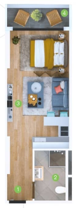 studio, 33.9 m², 21 floor, Terrassa Batumi in Batumi