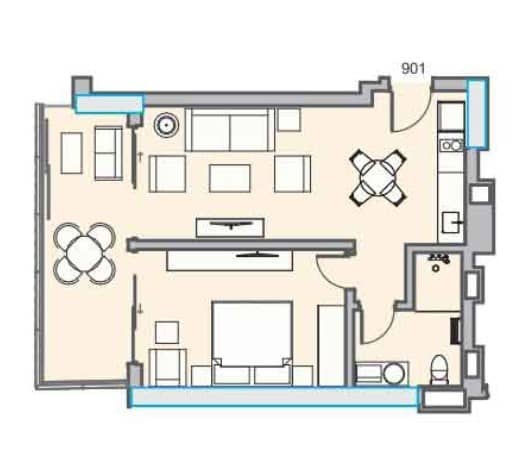 2-комнатная квартира, 61.3 м², этаж 20 в ЖК "Dreamland Oasis"