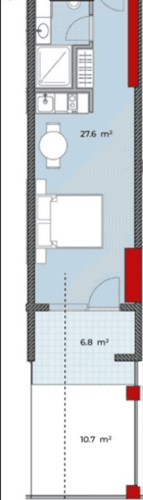 studio, 45.1 m², 2 floor in "Next White"