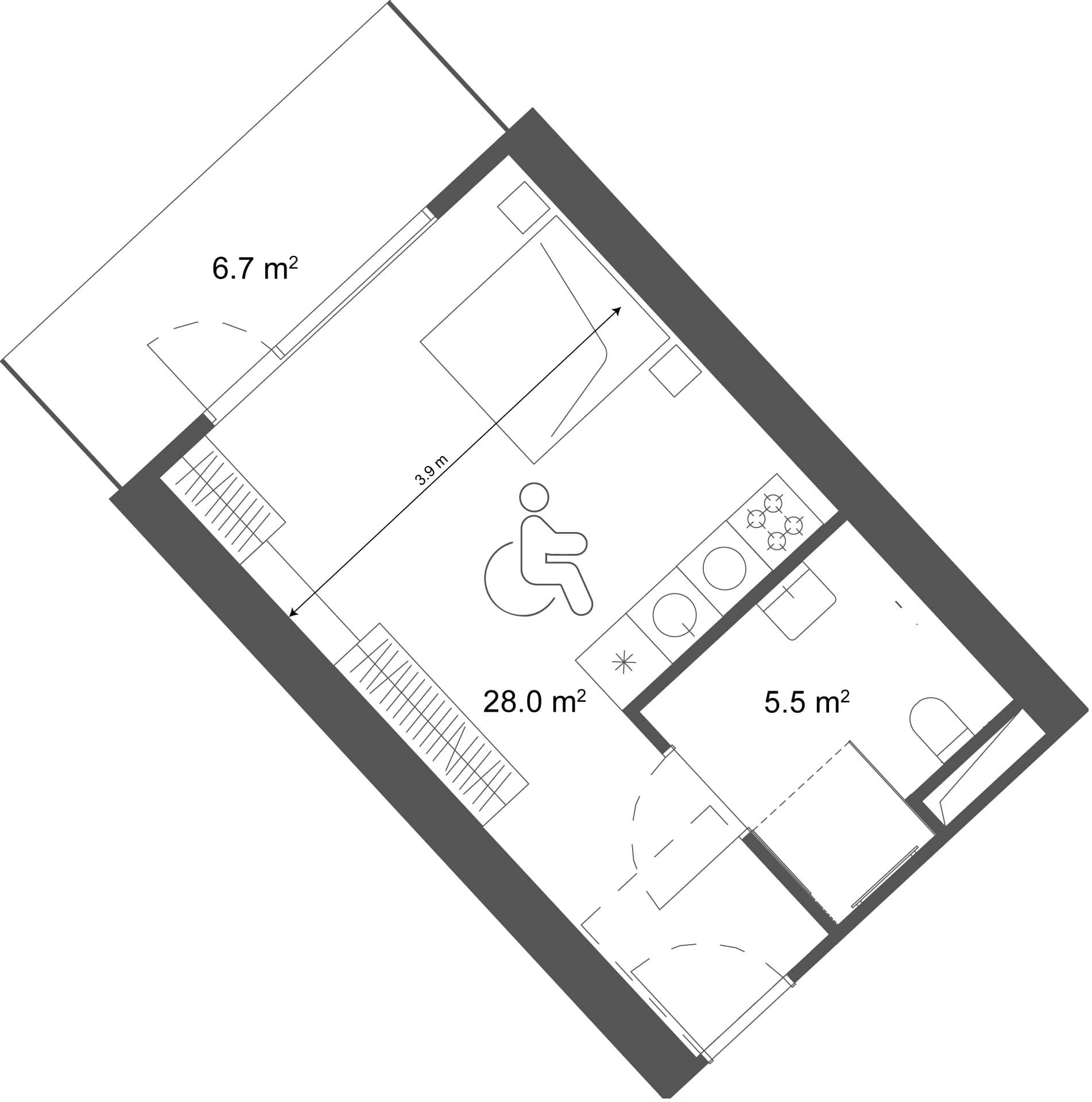 studio, 34.7 m², 38 floor, Ramada Residences in Batumi