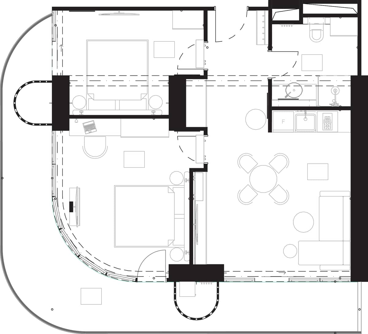 3-bedroom apartment, 91.2 m², 15 floor, Montemar in Batumi