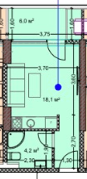 studio, 29.3 m², 15 floor in "Prime Residence"