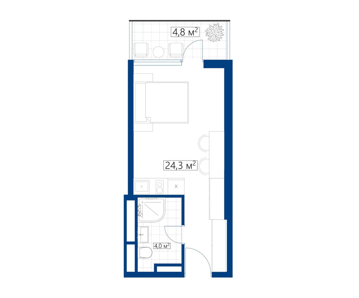 Студия, 29.1 м², 33 этаж в ЖК "Calligraphy Towers"