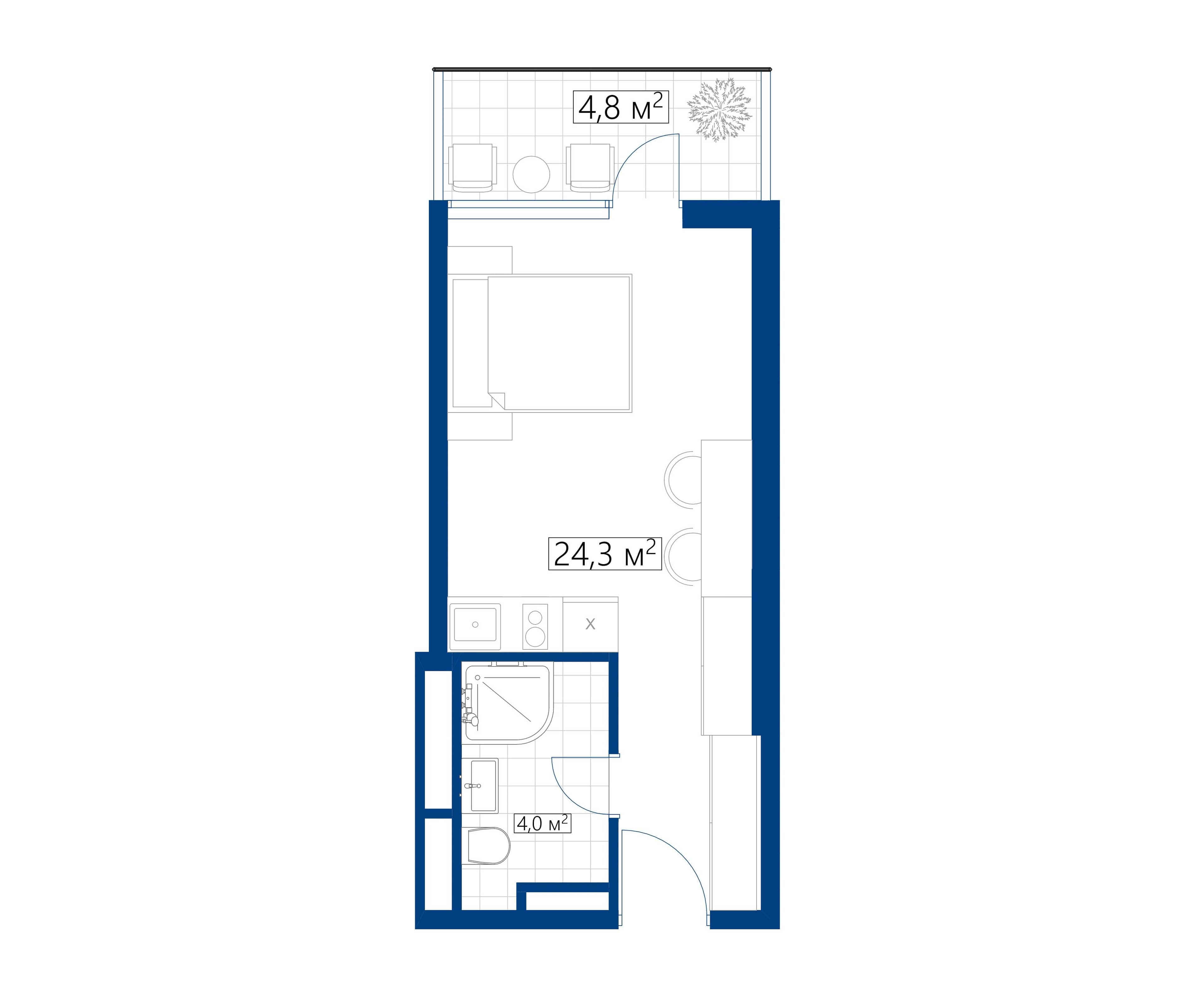 studio, 29.1 m², 33 floor in "Calligraphy Towers"