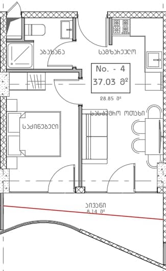 1-bedroom apartment, 38.21 m², 7 floor in "Mardi Hills"