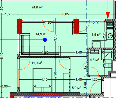 2-bedroom apartment, 68.7 m², 2 floor in "Lagoon Resort"