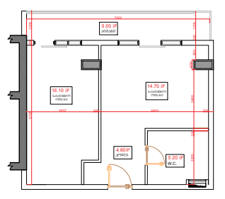 1-bedroom apartment, 50.8 m², 12 floor, H-2 hotel in Batumi