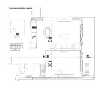3-bedroom apartment, 74 m², 35 floor in "Intourist Residence"