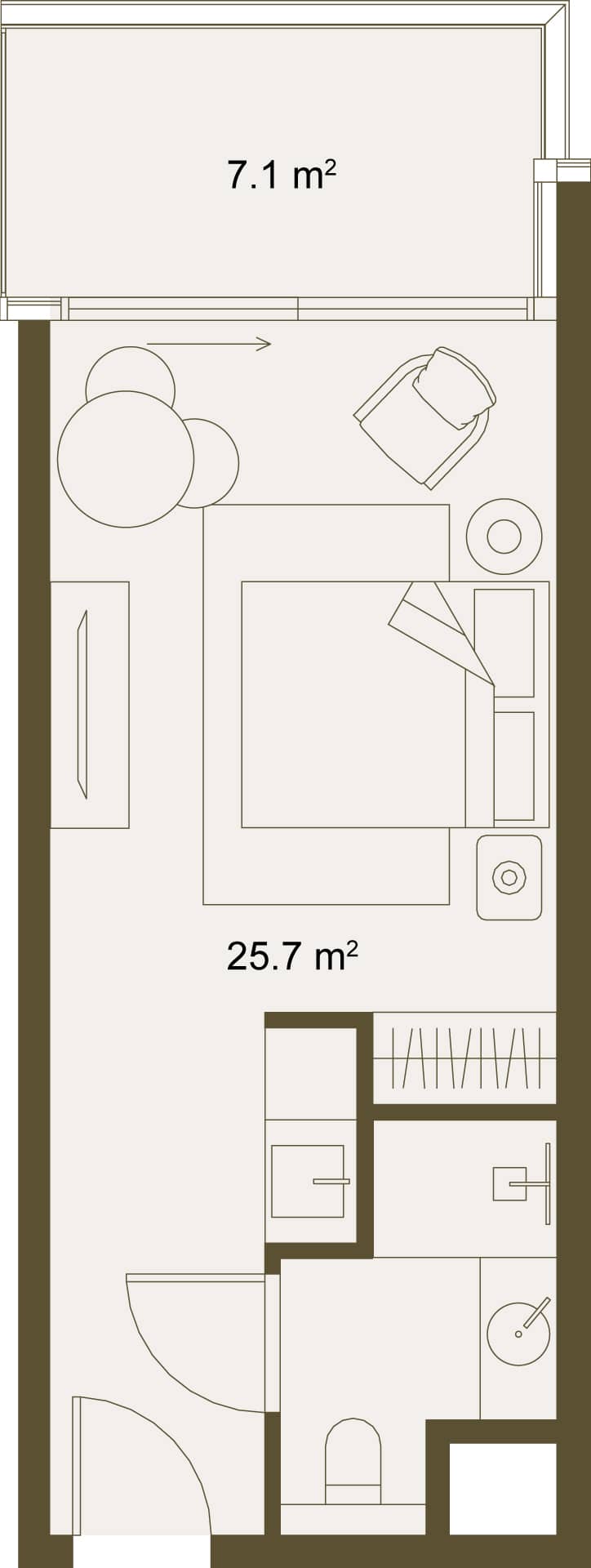 სტუდიო, 32.1 მ², სართული 2 -ში "NEXT GARDENS"