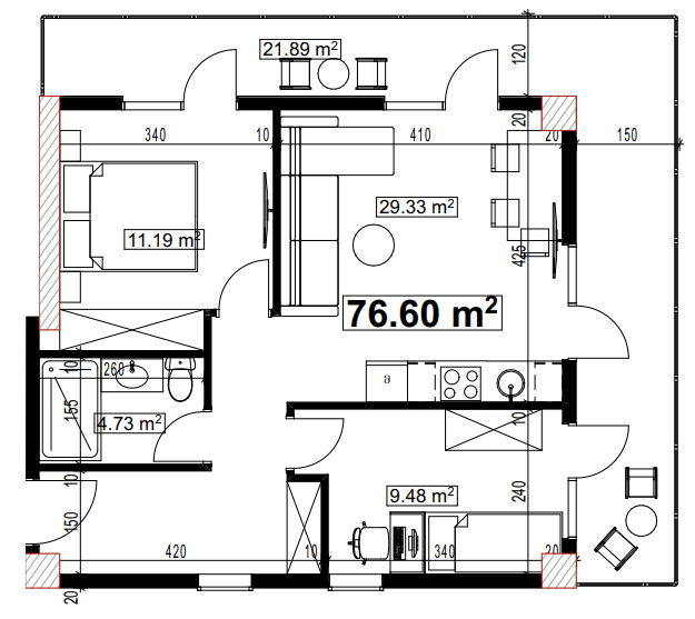 2-комнатная квартира, 76.6 м², 5 этаж в ЖК "Compact House"