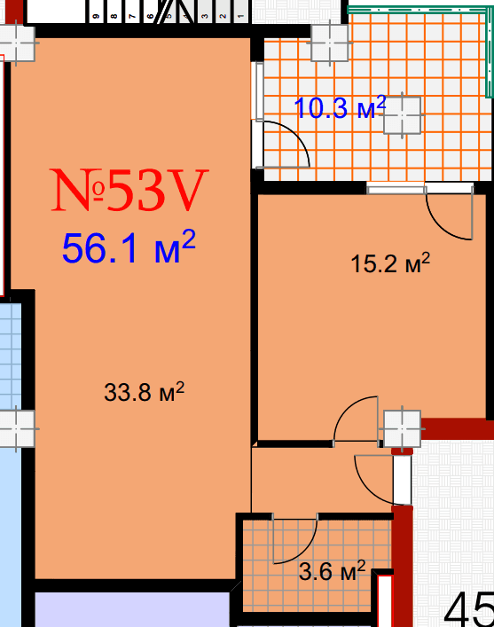 1-bedroom apartment, 66.4 m², 17 floor in "Mardi City Center"