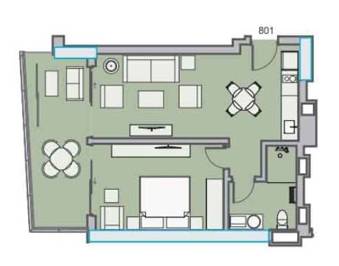 2-ოთახიანი ბინა, 62.46 მ², 8 სართული, Dreamland Oasis ბათუმში
