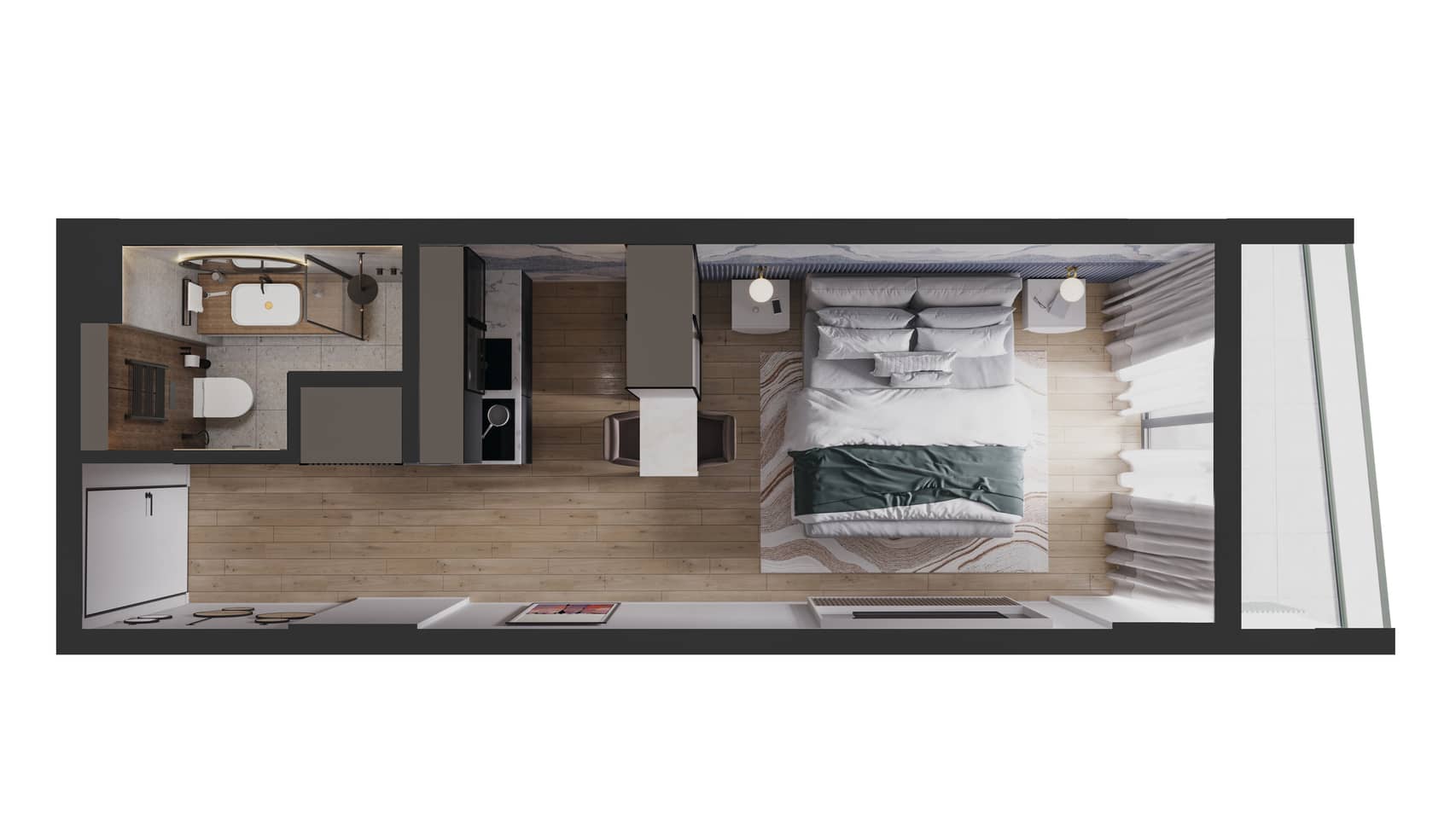 Студия, 33.4 м², этаж 2 в ЖК "Golden Wave"