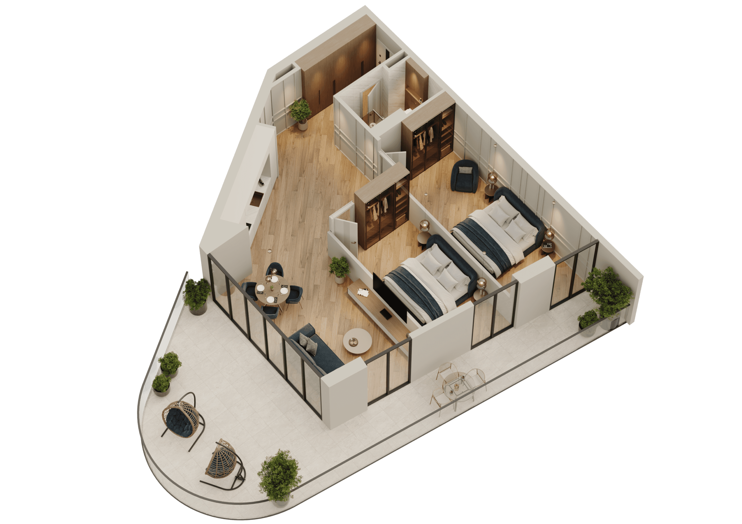 2-room, 127.3 m², Floor 3