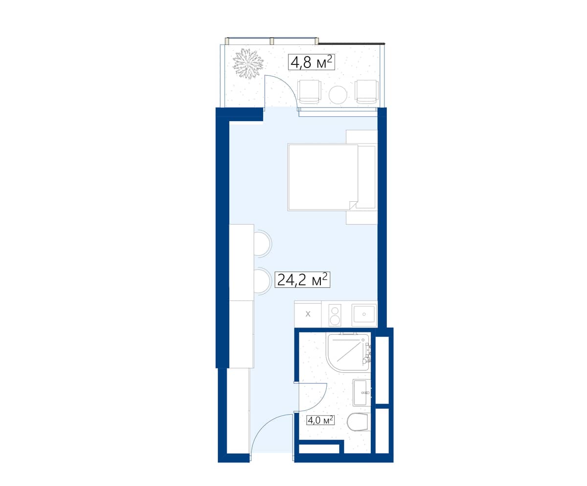 studio, 29 m², 33 floor, Calligraphy Towers in Batumi