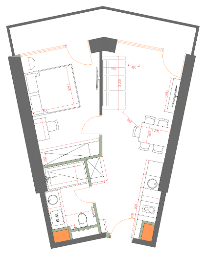 1-bedroom apartment, 49.63 m², 25 floor, 7th Heaven Residence in Batumi
