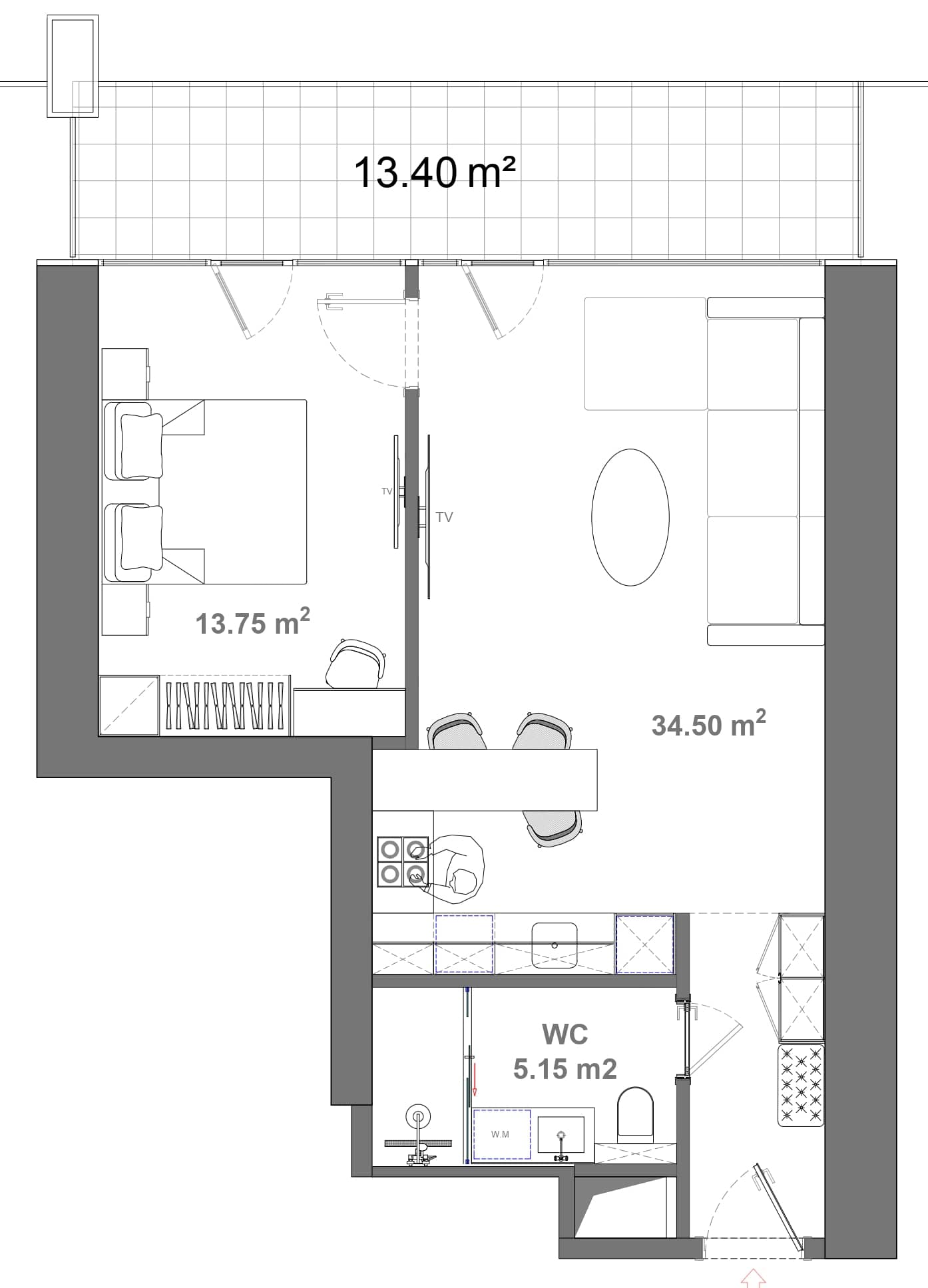 1-комнатная квартира, 66.8 м², 26 этаж в ЖК "Ambassadori Island"