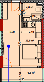 studio, 35.1 m², 7 floor in "Lagoon Resort"
