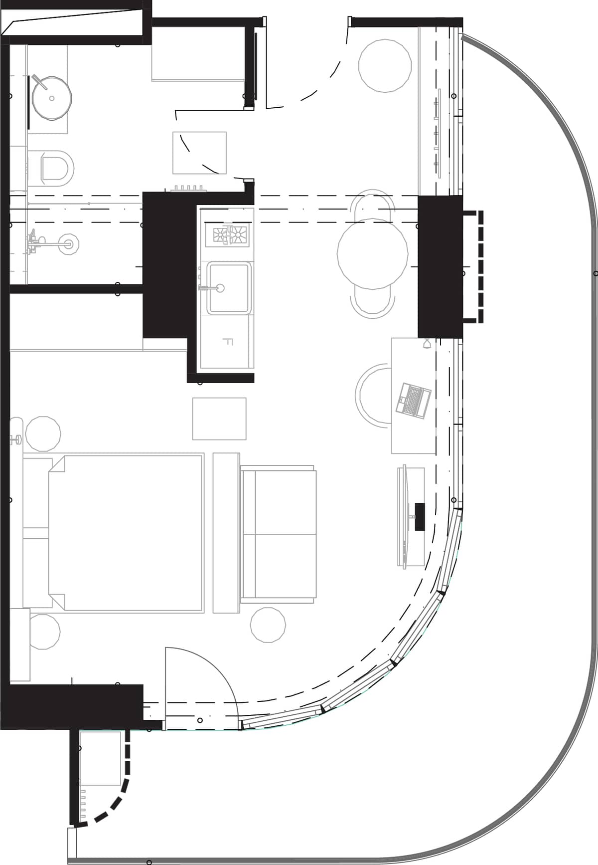 1-bedroom apartment, 56.1 m², 15 floor, Montemar in Batumi