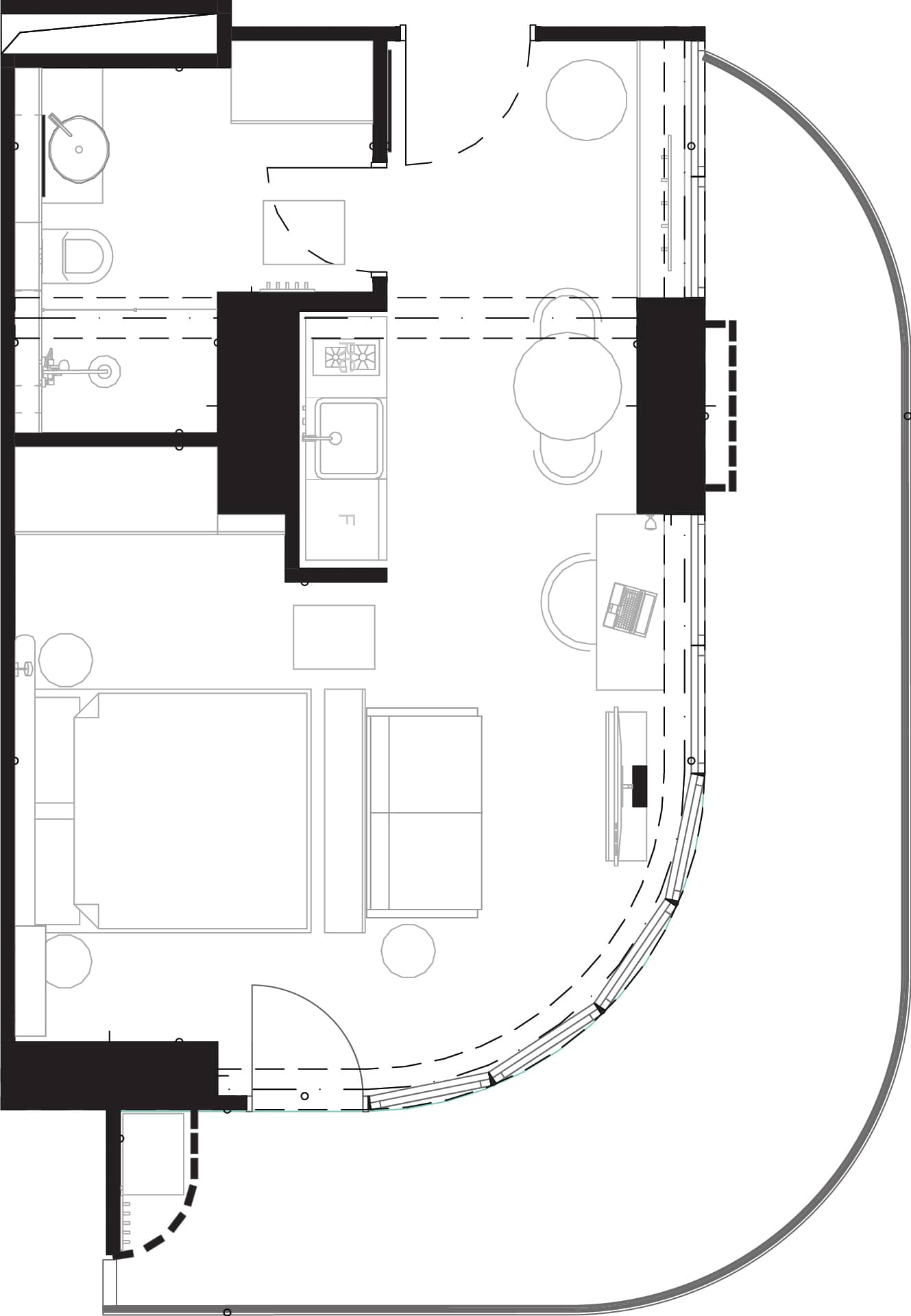 1-bedroom apartment, 56.1 m², 15 floor in "Montemar"