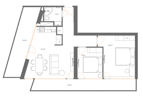 2-bedroom apartment, 94.39 m², 37 floor in "7th Heaven Residence"