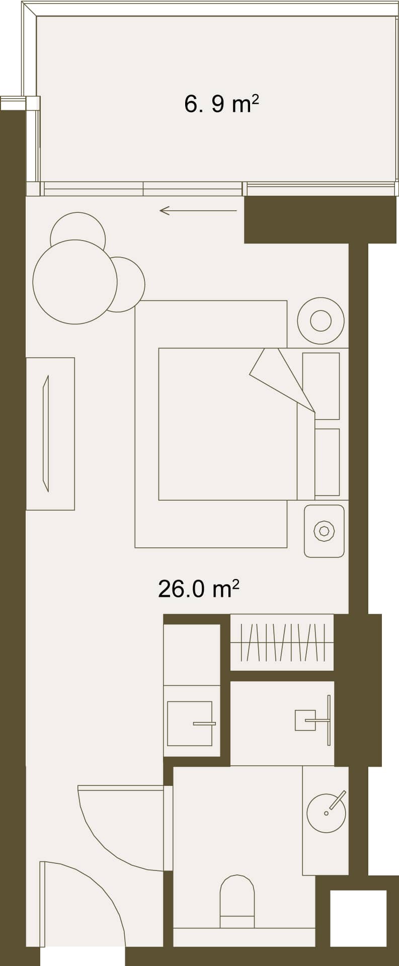 სტუდიო, 33.4 მ², სართული 10 -ში "NEXT GARDENS"