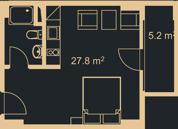 studio, 34 m², 6 floor in "Green Side Gonio"