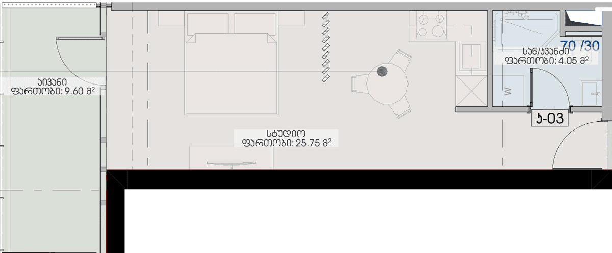 studio, 39.4 m², 33 floor, Geuz Towers in Batumi