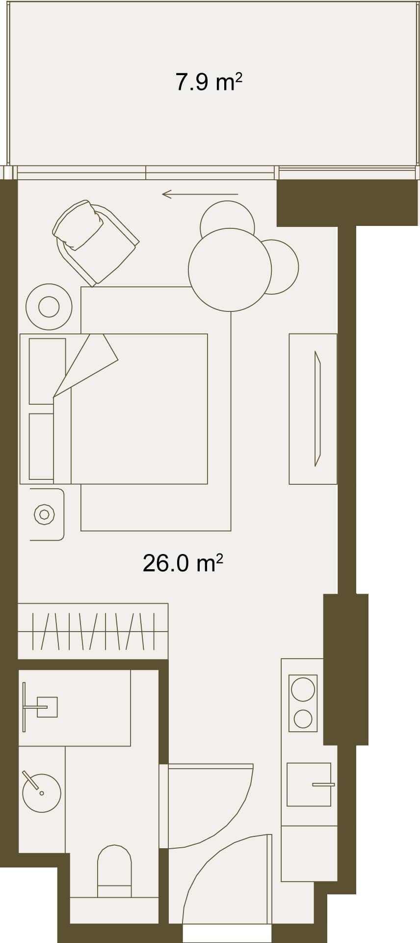 studio, 33.6 m², Floor 3 in "NEXT GARDENS"