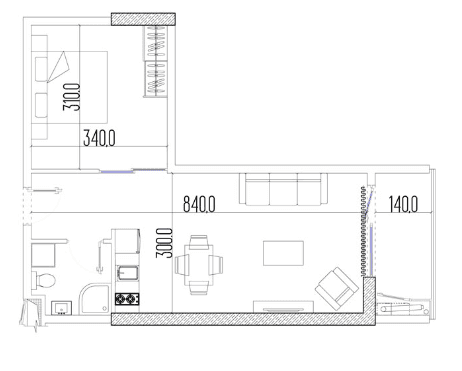 2-комнатная квартира, 40 м², 5 этаж в ЖК "Intourist Residence"