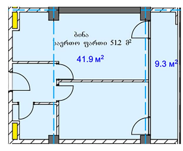 2-bedroom apartment, 51.2 m², 18 floor, A.Sector Megobroba in Batumi