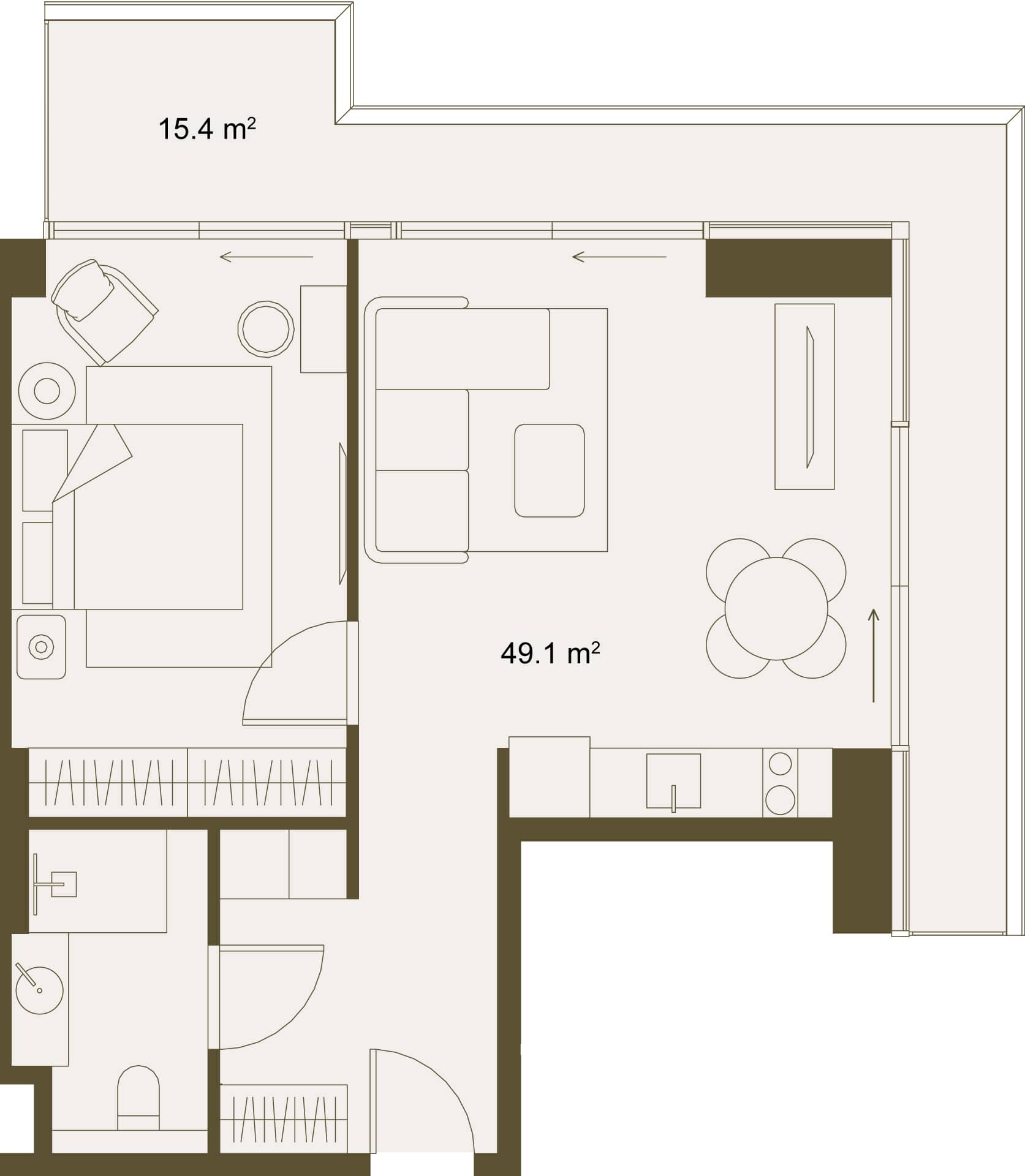 1-ოთახიანი ბინა, 66.2 მ², სართული 10 -ში "NEXT GARDENS"