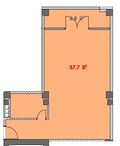 Студия, 57.7 м², 2 этаж в ЖК "White House"