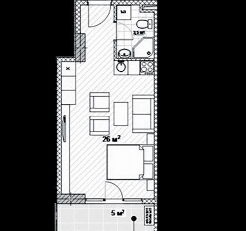 studio, 34.5 m², 20 floor in "Next Apartments"
