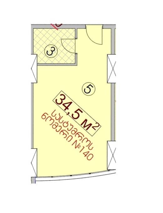 Студия, 34.5 м², 23 этаж в ЖК "Dar Tower"